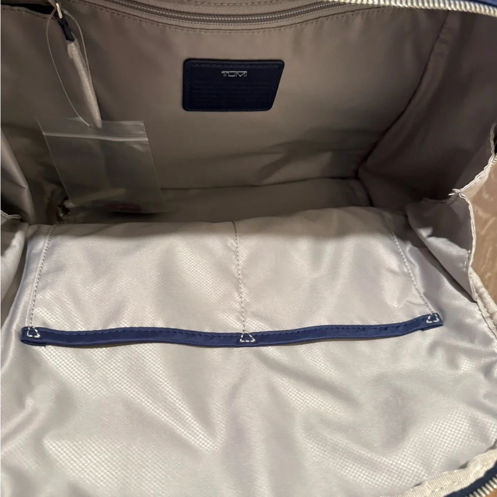Tumi Baxley Navy Backpack with Silver Hardware Bottom compartment F 15” laptop